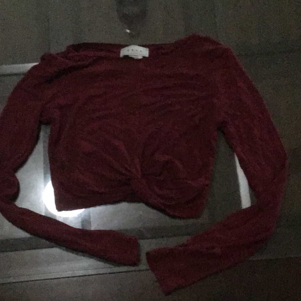 Cute long sleeve burgundy croptop
